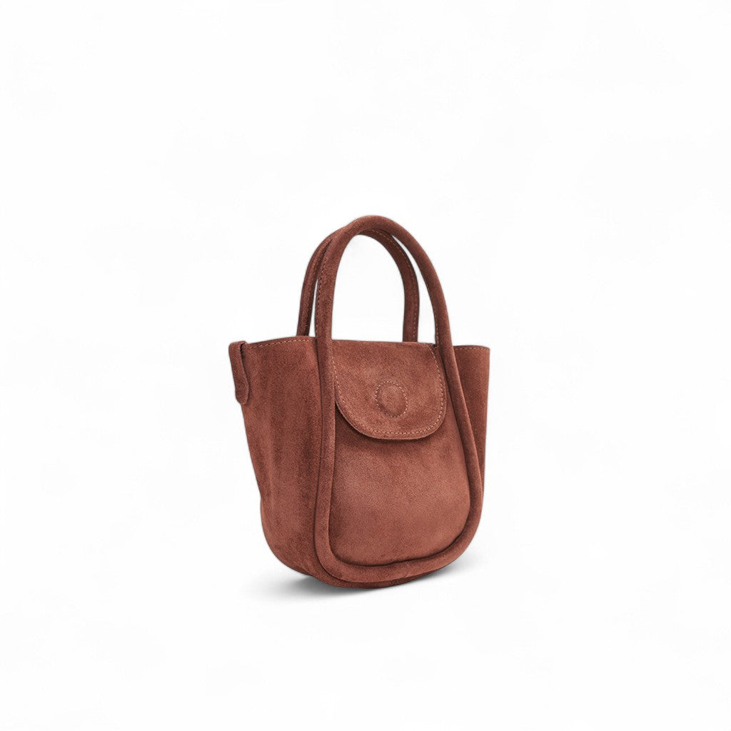 Mini Ellis Top Handle Crossbody in Spiced Italian Leather Backed Suede