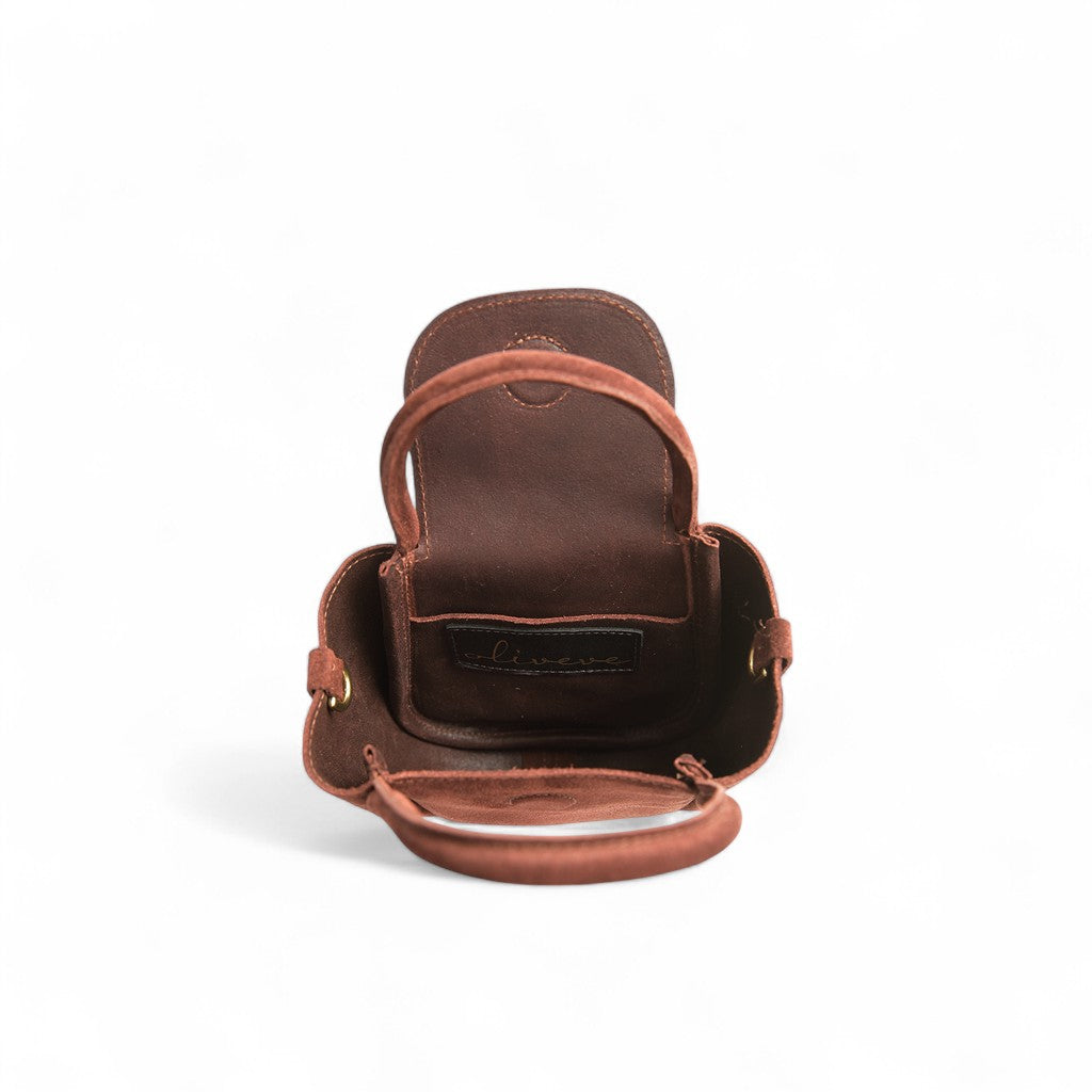 Mini Ellis Top Handle Crossbody in Spiced Italian Leather Backed Suede