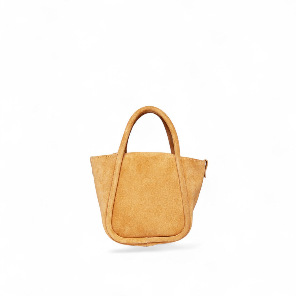 Mini Ellis Top Handle Crossbody in Saffron Italian Leather Backed Suede