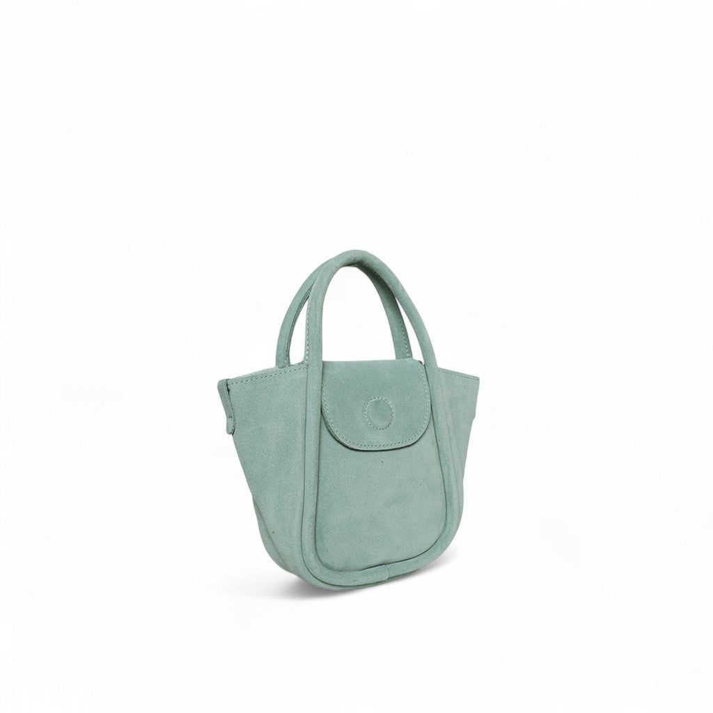 Mini Ellis Top Handle Crossbody in Mist Italian Leather Backed Suede