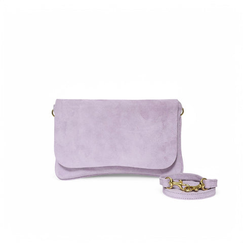 Cecilia Crossbody in Lavender Italian Leather Backed Suede