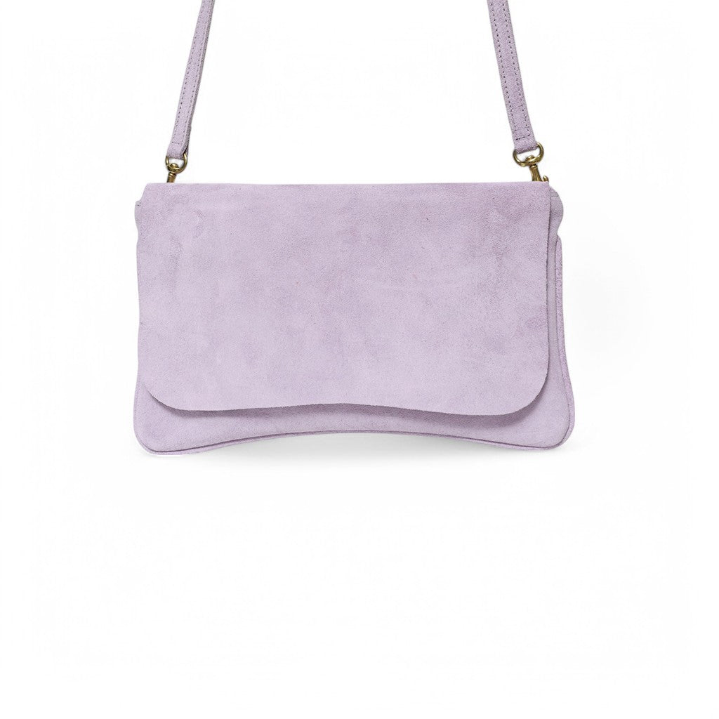 Cecilia Crossbody in Lavender Italian Leather Backed Suede