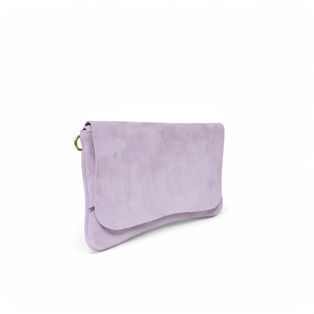 Cecilia Crossbody in Lavender Italian Leather Backed Suede