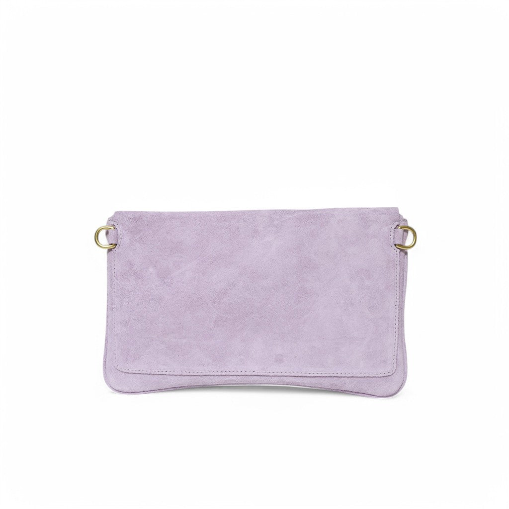 Cecilia Crossbody in Lavender Italian Leather Backed Suede