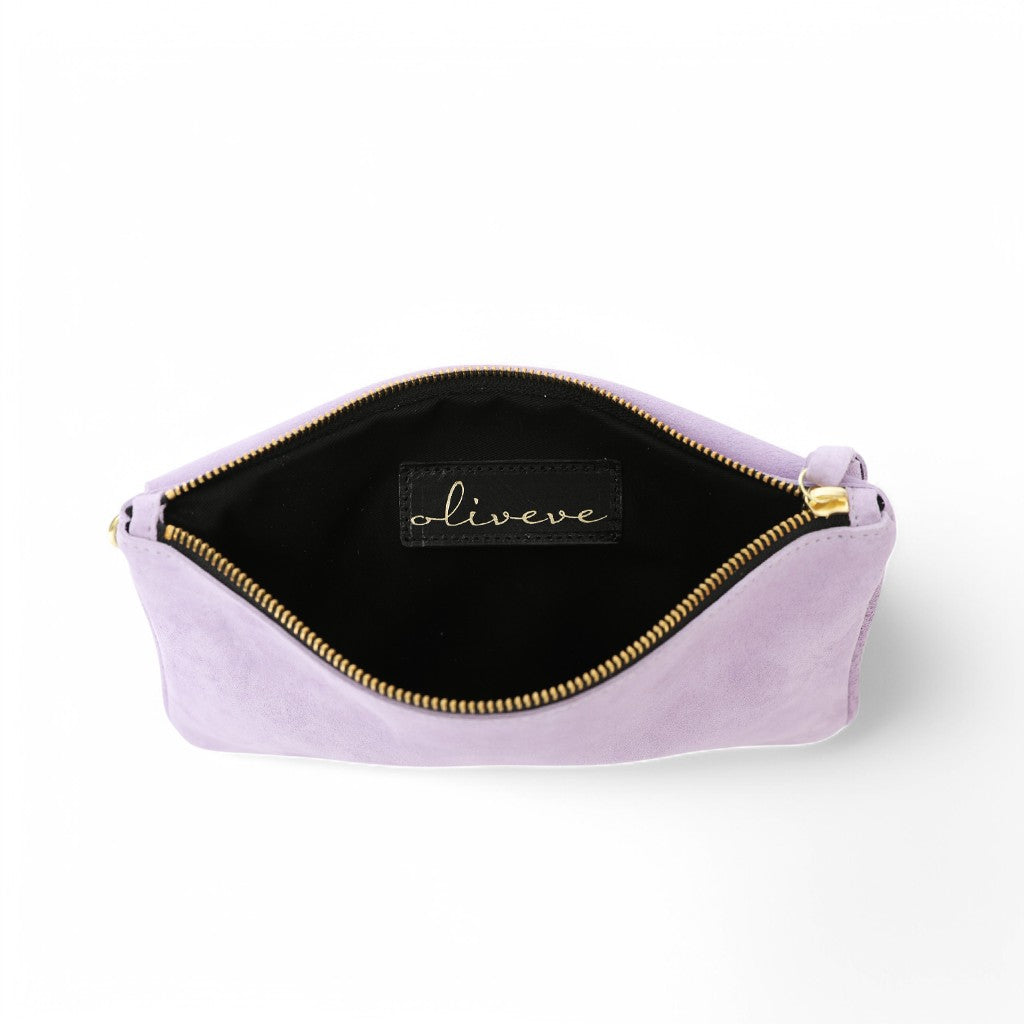 Cecilia Crossbody in Lavender Italian Leather Backed Suede