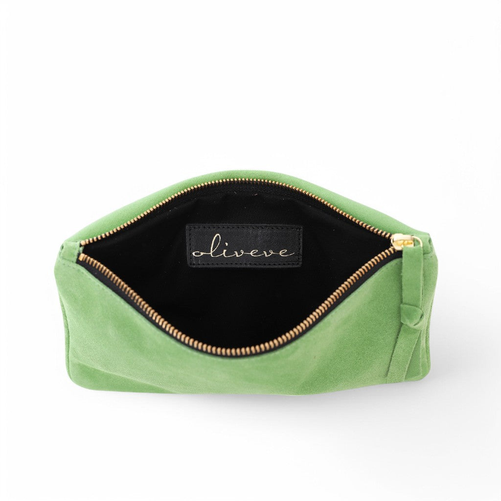 Cecilia Crossbody in Lime Italian Leather Backed Suede