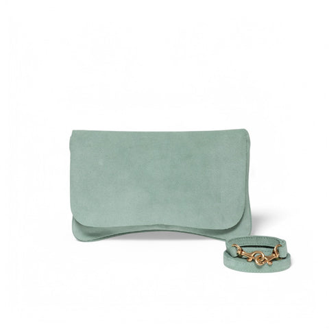 Cecilia Crossbody in Mist Italian Leather Backed Suede