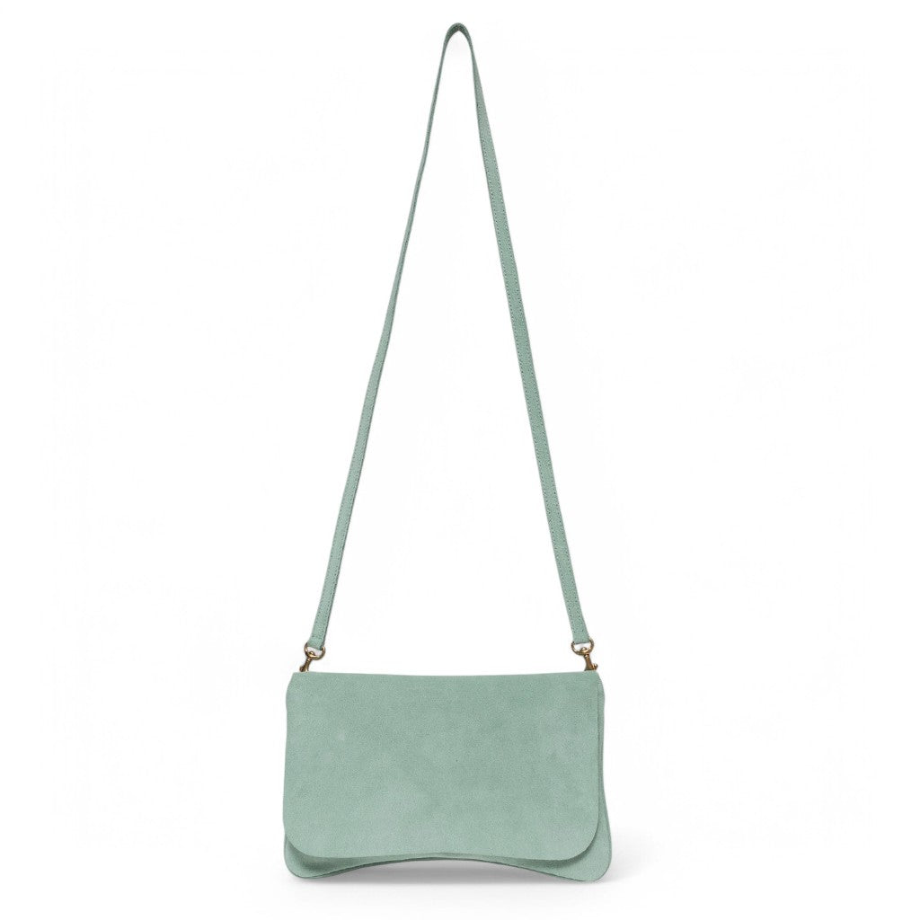 Cecilia Crossbody in Mist Italian Leather Backed Suede