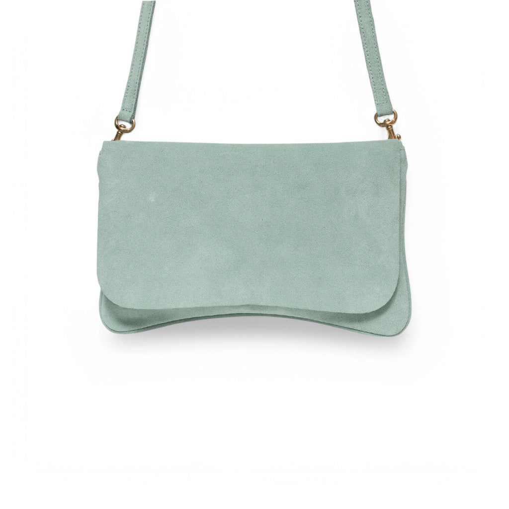 Cecilia Crossbody in Mist Italian Leather Backed Suede