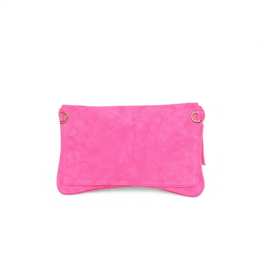 Cecilia Crossbody in Peony Italian Leather Backed Suede