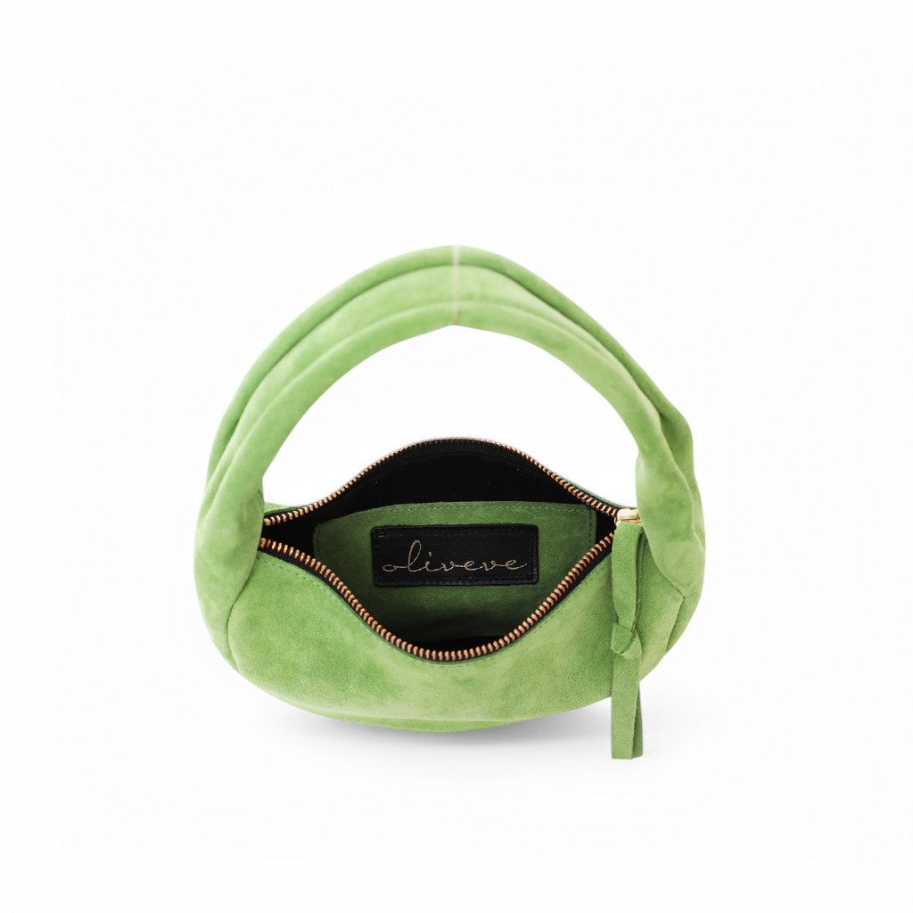 Celeste Baguette in Lime Italian Leather Backed Suede