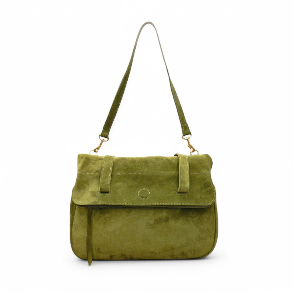 Charlotte 3-in-1 Convertible Backpack in Avocado Italian Leather Backed Suede