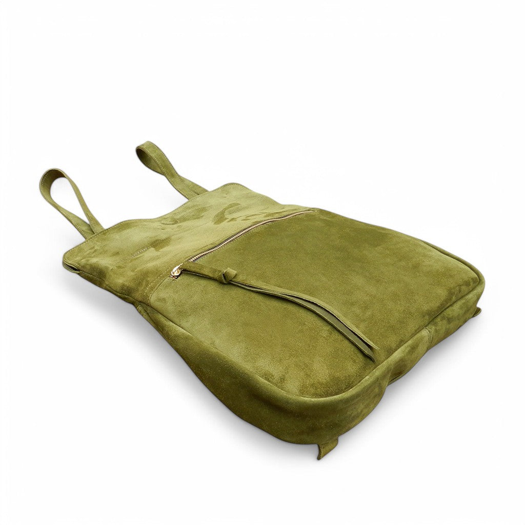 Charlotte 3-in-1 Convertible Backpack in Avocado Italian Leather Backed Suede