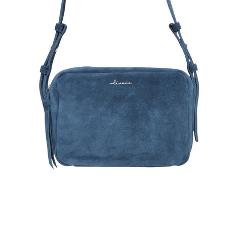 Allegra Camera Bag in Aegean Italian Leather Backed Suede