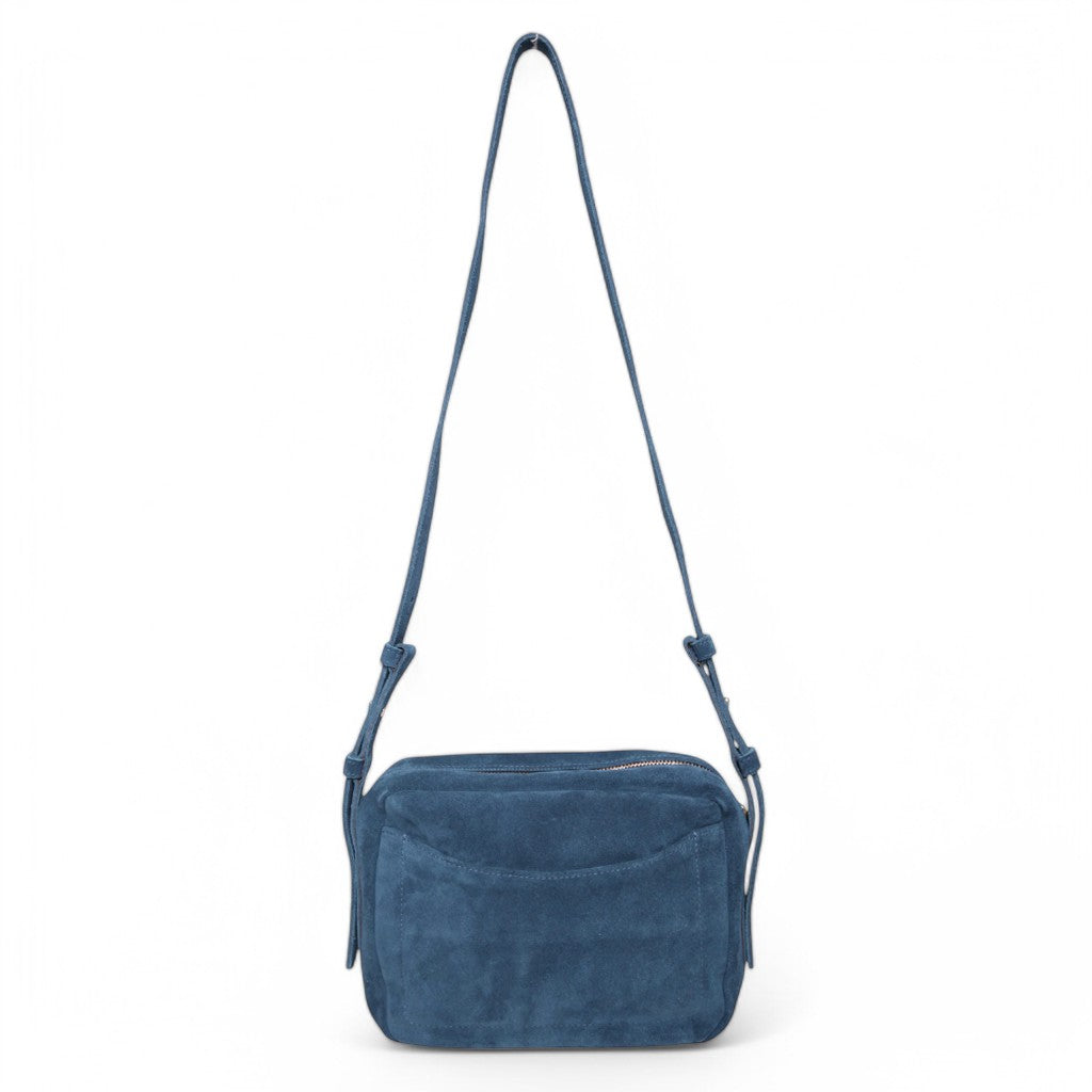 Allegra Camera Bag in Aegean Italian Leather Backed Suede