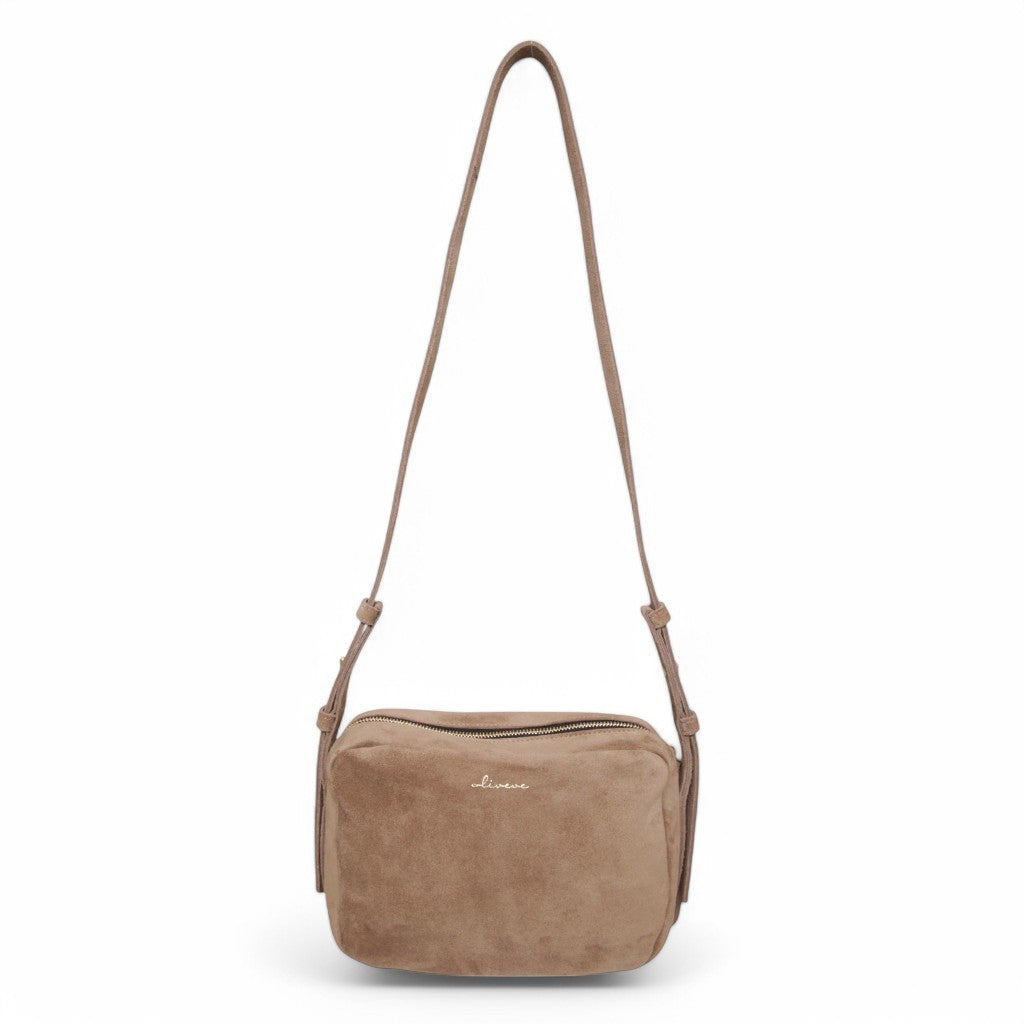 Allegra Camera Bag in Amphora Italian Leather Backed Suede