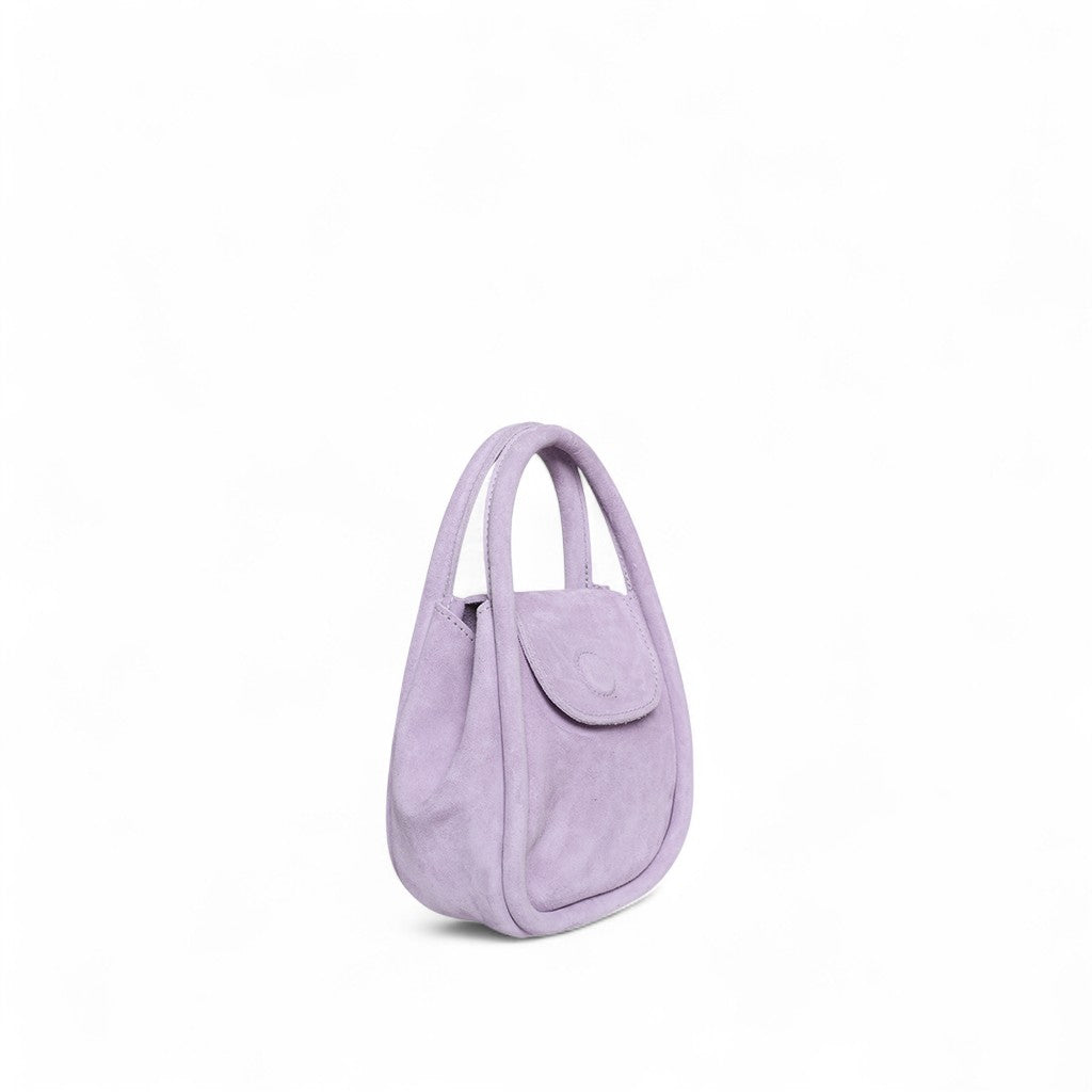 Mini Ellis Top Handle Crossbody in Lavender Italian Leather Backed Suede