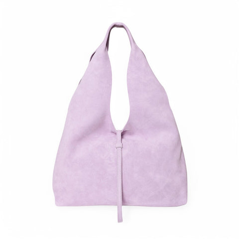 Elisabetta Shopper in Lavender Italian Leather Backed Suede