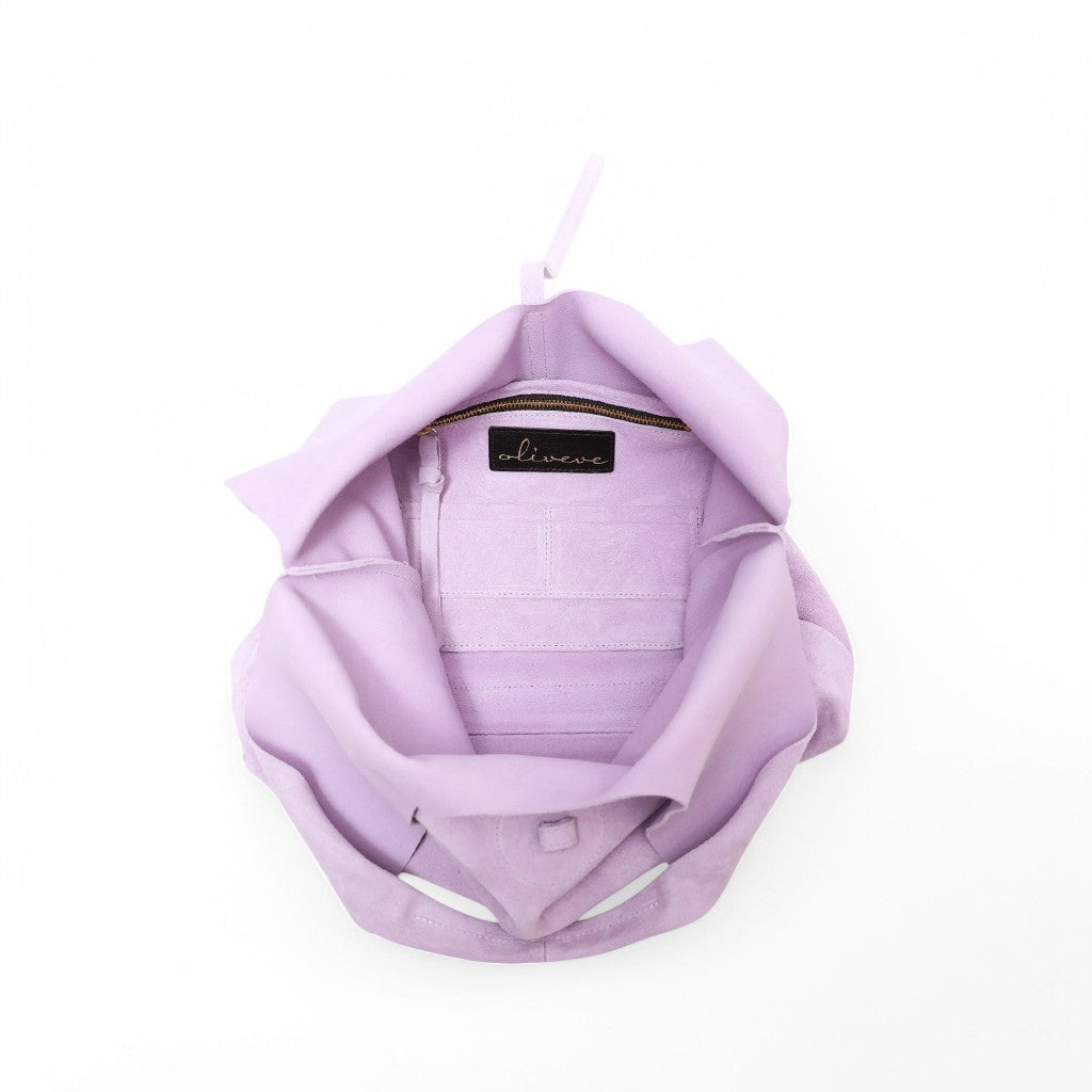 Elisabetta Shopper in Lavender Italian Leather Backed Suede