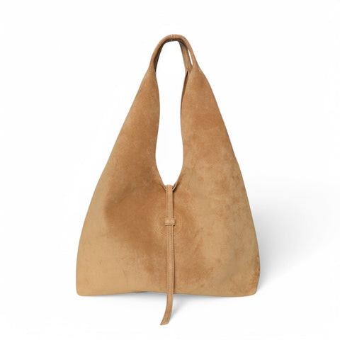 Elisabetta Shopper in Pane Italian Leather Backed Suede