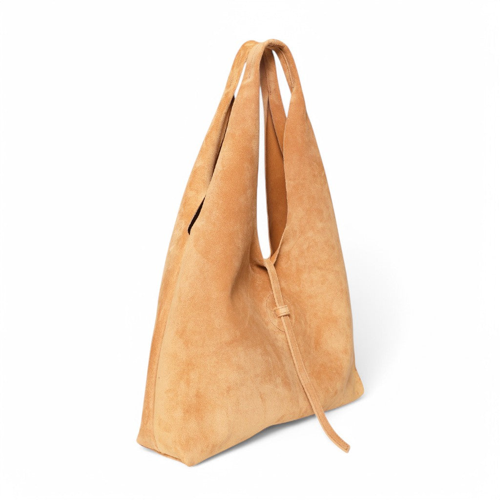 Elisabetta Shopper in Saffron Italian Leather Backed Suede