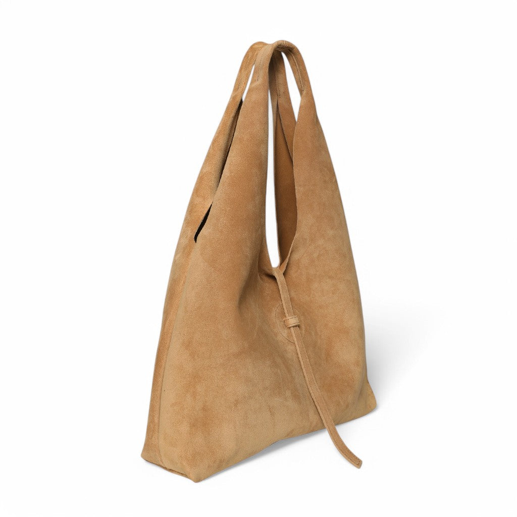 Elisabetta Shopper in Pane Italian Leather Backed Suede