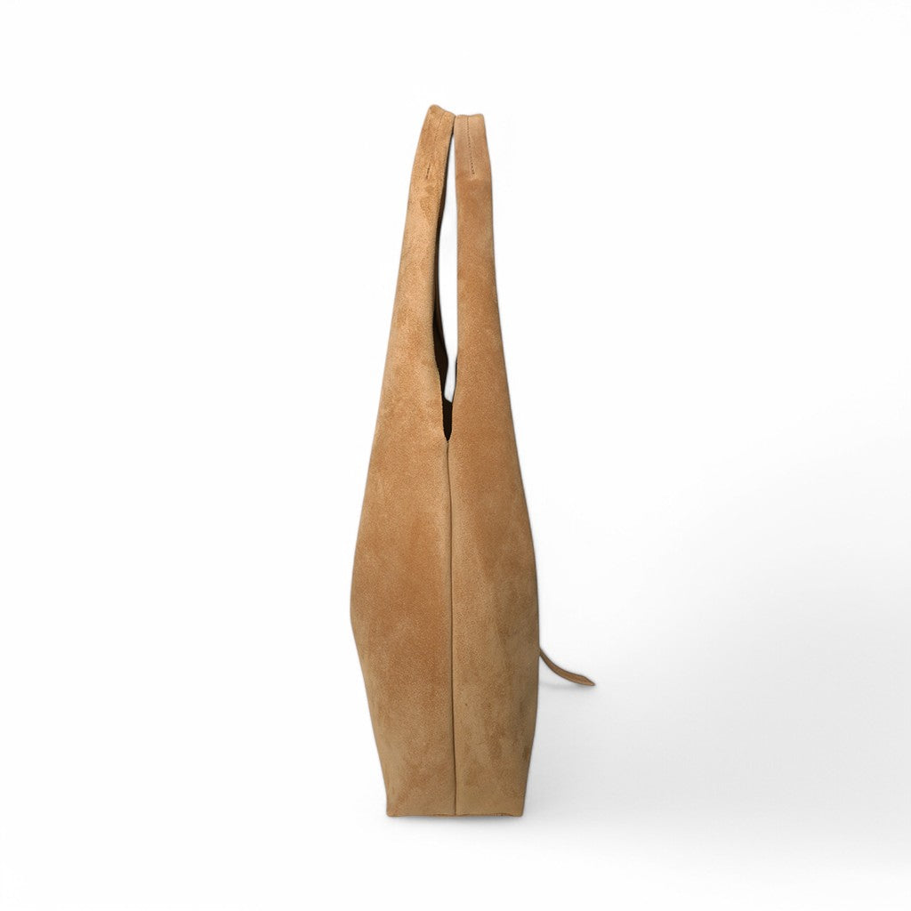 Elisabetta Shopper in Pane Italian Leather Backed Suede