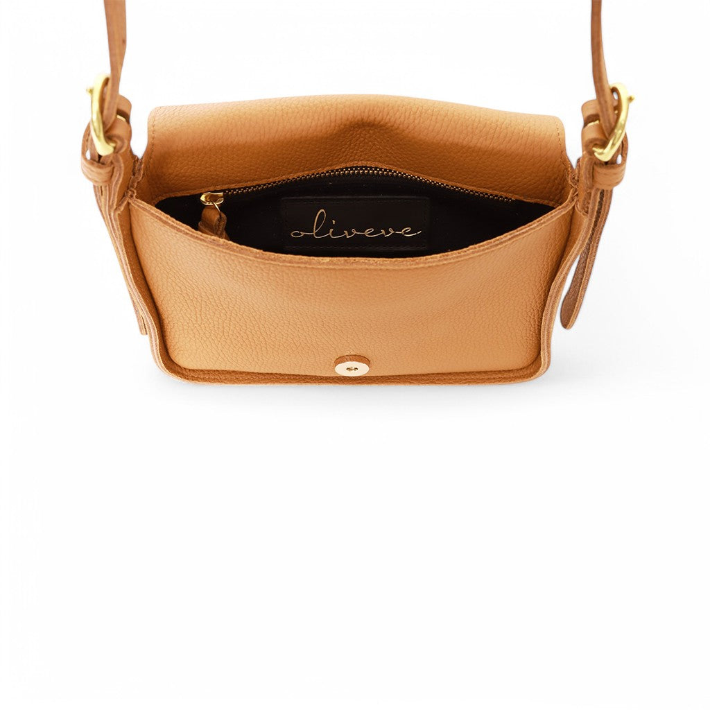 Genevieve Crossbody in Miel Italian Buffalo Cowhide