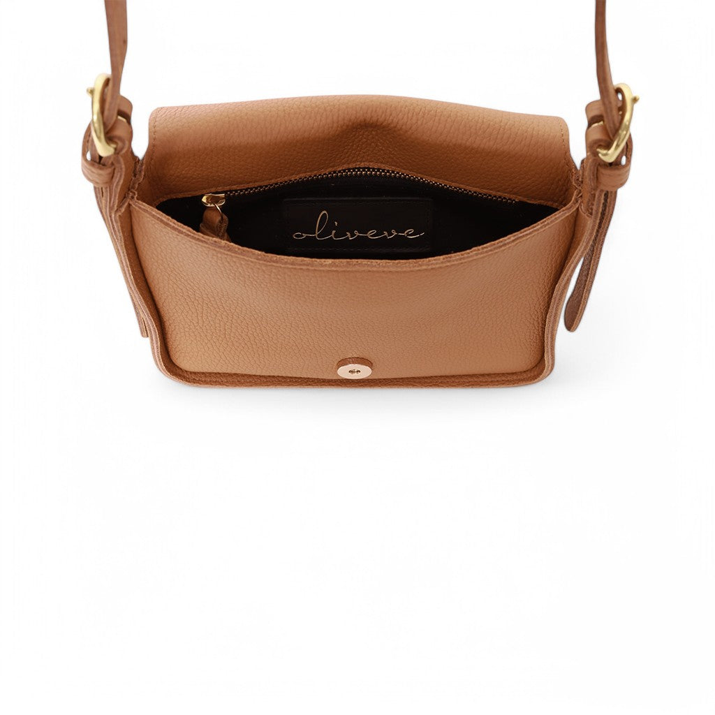 Genevieve Crossbody in Caramel Italian Buffalo Cowhide