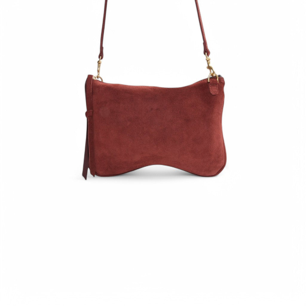 Cali Crossbody Clutch in Spiced Italian Leather Backed Suede