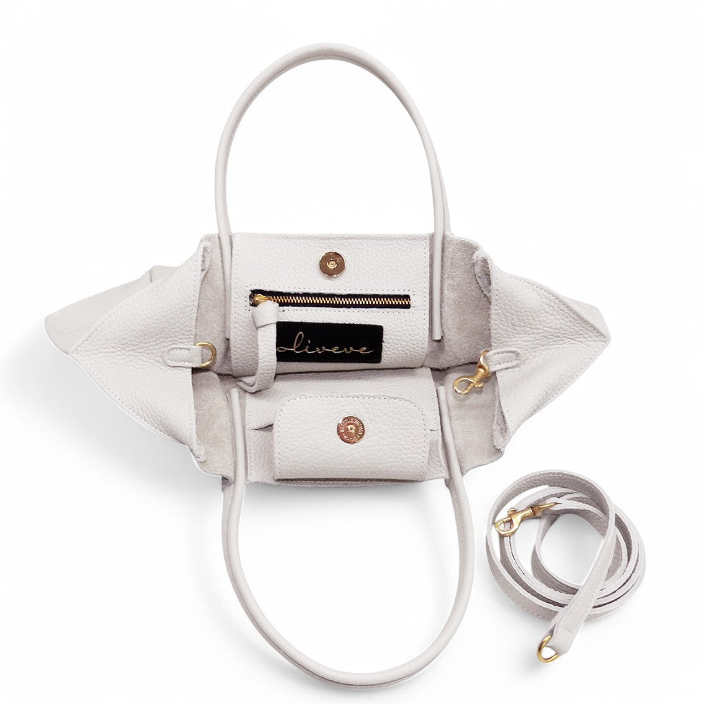 Zoe Tote in White Italian Buffalo Cowhide