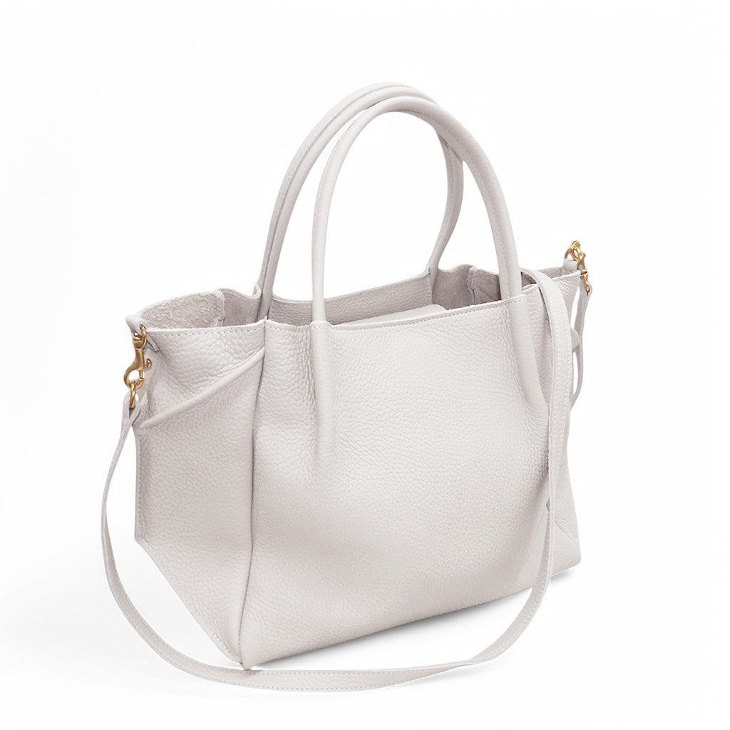 Zoe Tote in White Italian Buffalo Cowhide