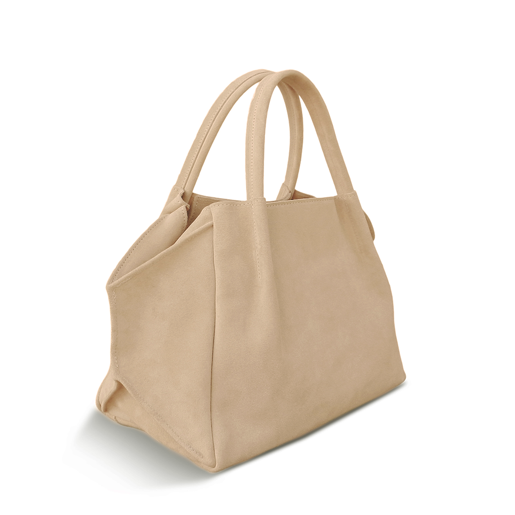 Zoe Tote in Macadamia Italian Leather Backed Suede