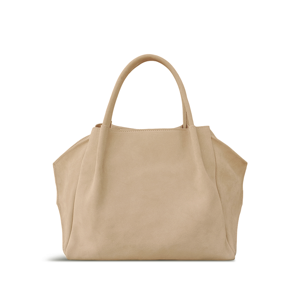 Zoe Tote in Macadamia Italian Leather Backed Suede