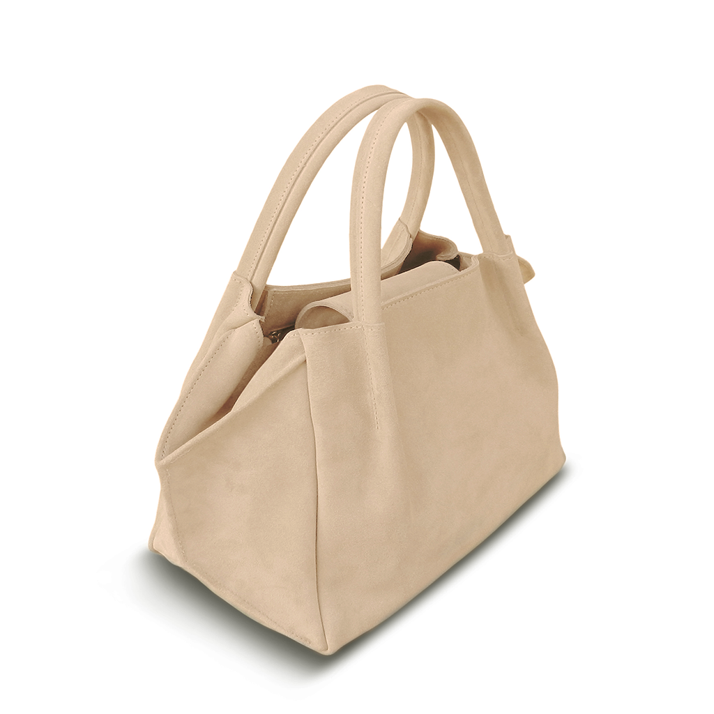 Zoe Tote in Macadamia Italian Leather Backed Suede