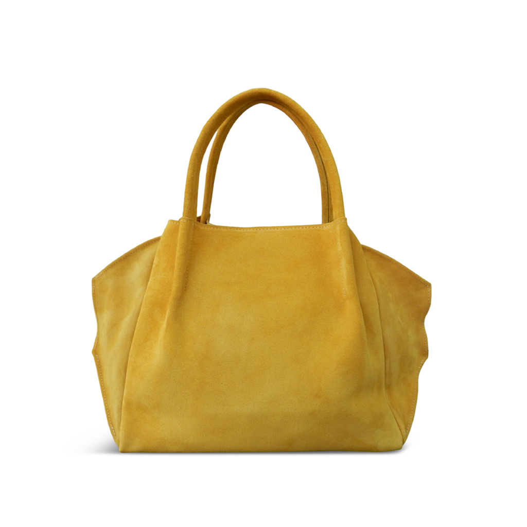 Zoe Tote in Marigold Italian Leather Backed Suede