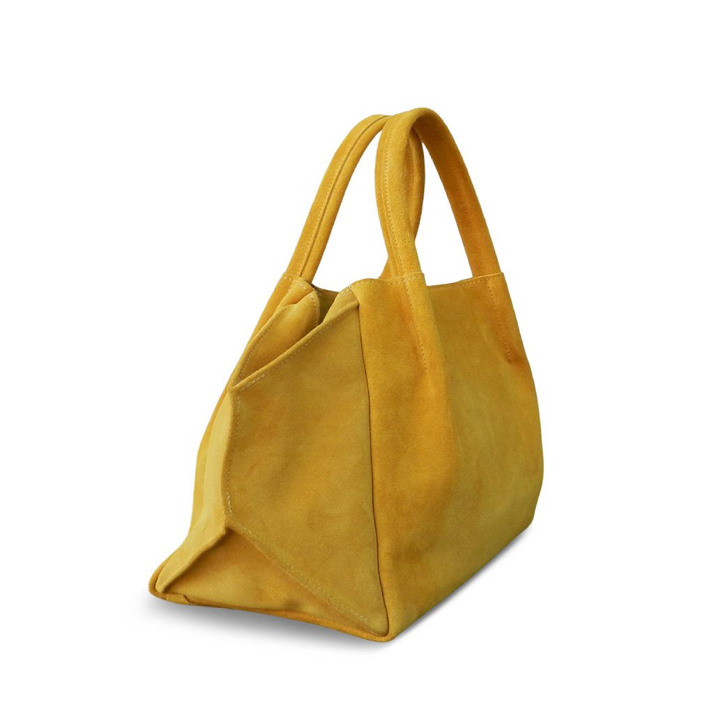 Zoe Tote in Marigold Italian Leather Backed Suede