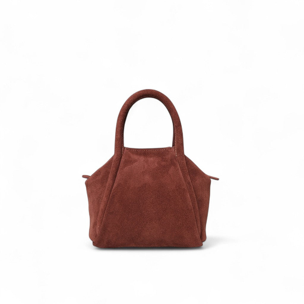 Mini Taya Top Handle Crossbody in Spiced Italian Leather Backed Suede