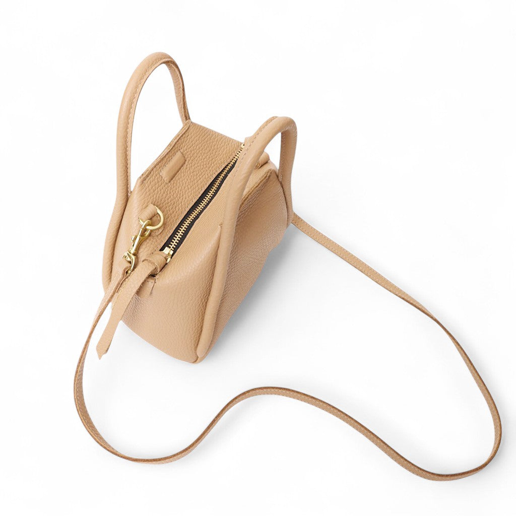 Mini Taya Top Handle Crossbody in Cappuccino Italian Buffalo Cowhide