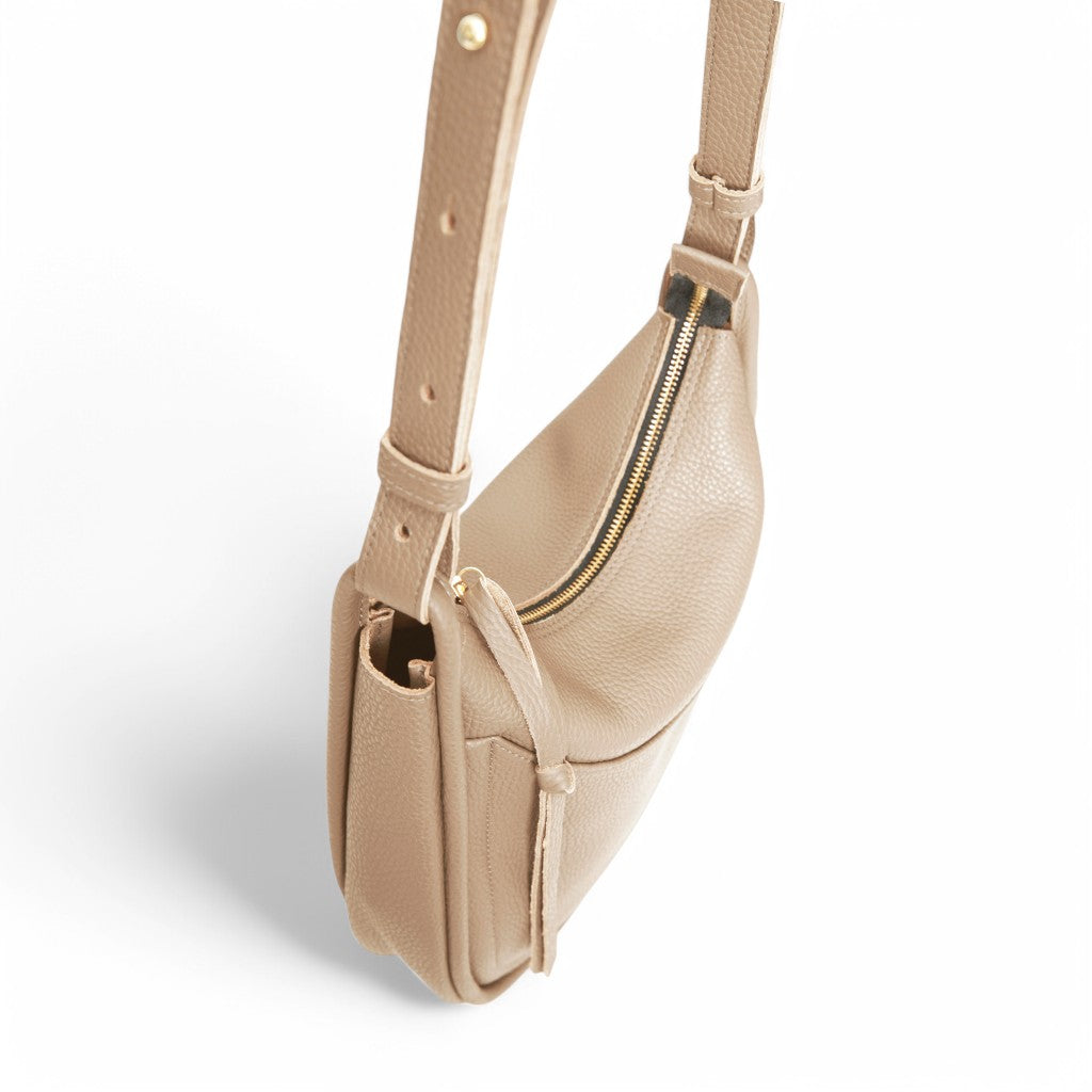 Catalina Adjustable Hobo in Cappuccino Italian Buffalo Cowhide