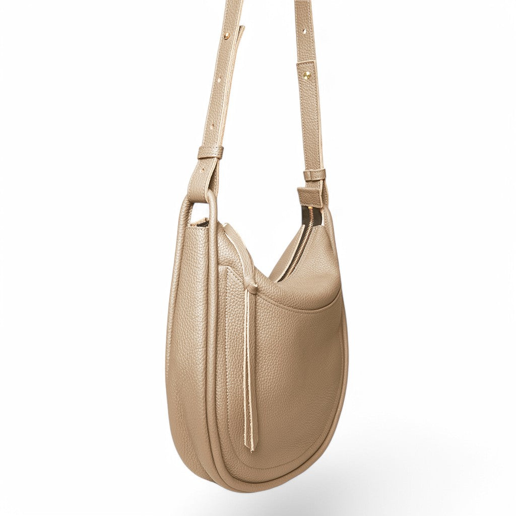 Catalina Adjustable Hobo in Cappuccino Italian Buffalo Cowhide