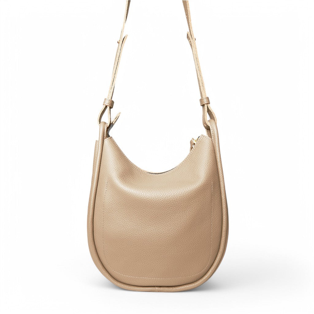 Catalina Adjustable Hobo in Cappuccino Italian Buffalo Cowhide