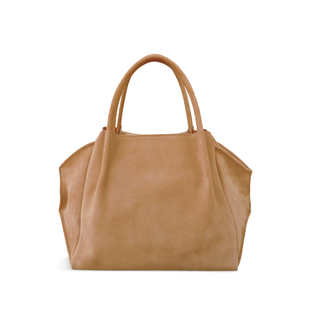 Zoe Tote in Pane Italian Leather Backed Suede
