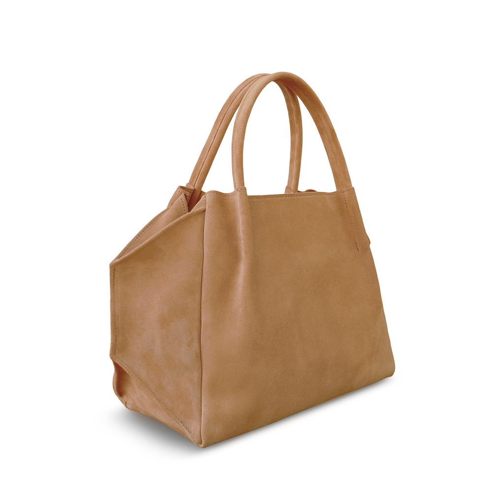 Zoe Tote in Pane Italian Leather Backed Suede