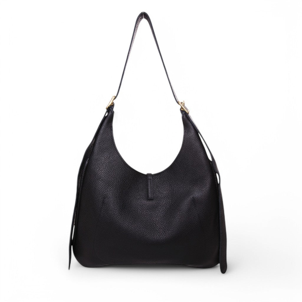 Arden Hobo in Black Italian Buffalo Cowhide