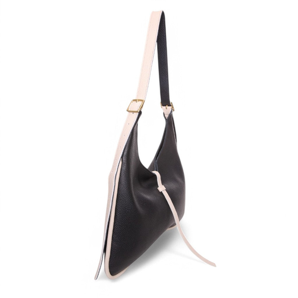 Arden Hobo in Black and Lamb Italian Buffalo Cowhide