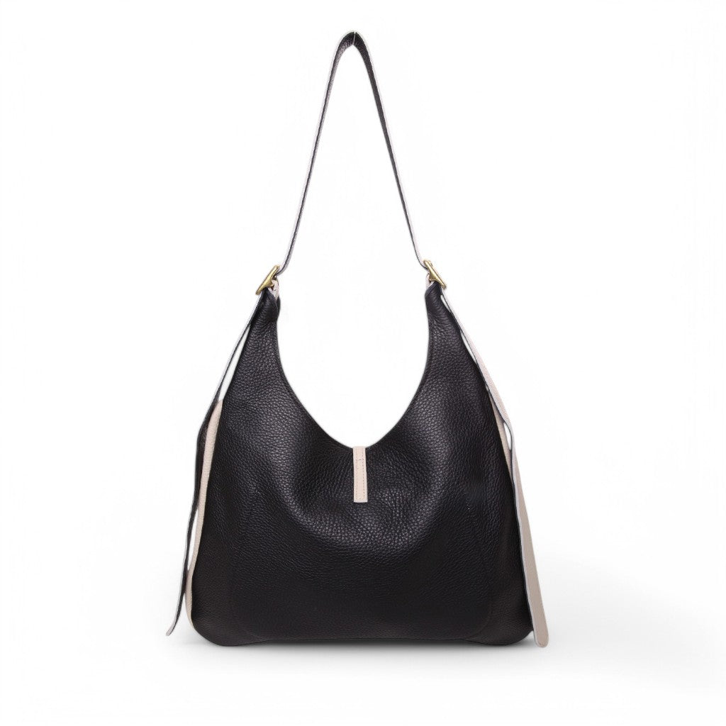 Arden Hobo in Black and Lamb Italian Buffalo Cowhide