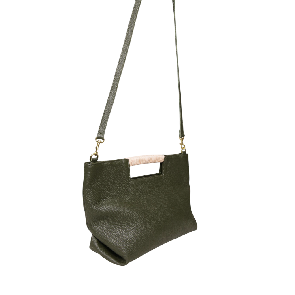 Ella Wrapped Handle Crossbody in Cypress Buffalo Cowhide