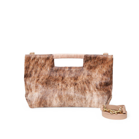 Ella Wrapped Handle Crossbody in Light Brindle Natural Haircow
