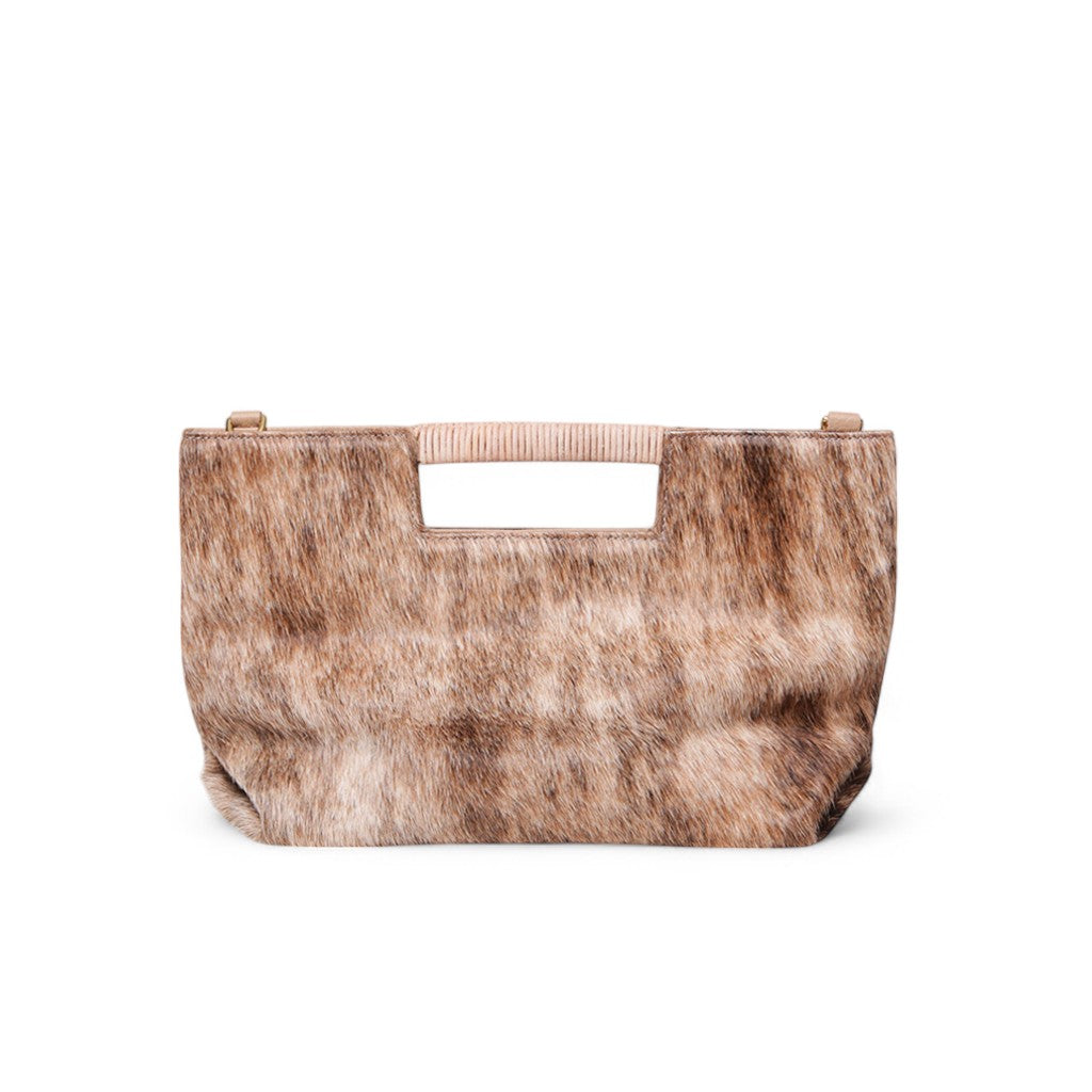 Ella Wrapped Handle Crossbody in Light Brindle Natural Haircow